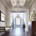 Modern Crystal Chandelier Black Candle Light Fixture for Staircase Entryway