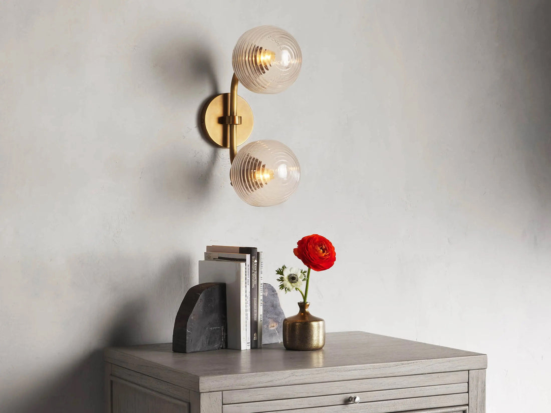 Sayre Linear Glass Globe Two Head Wall Sconce-Fanci Lamps