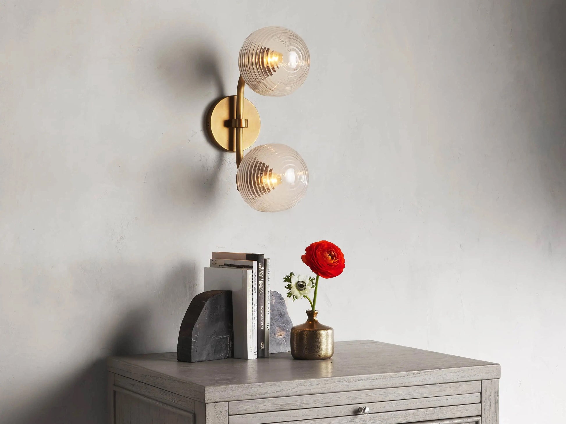 Sayre Linear Glass Globe Two Head Wall Sconce-Fanci Lamps