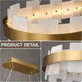 Luxury Adjustable Rectangle Alabaster Chandelier 37.4