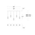 Hibiscus Linear LED Multi Pendant Light - line drawing.