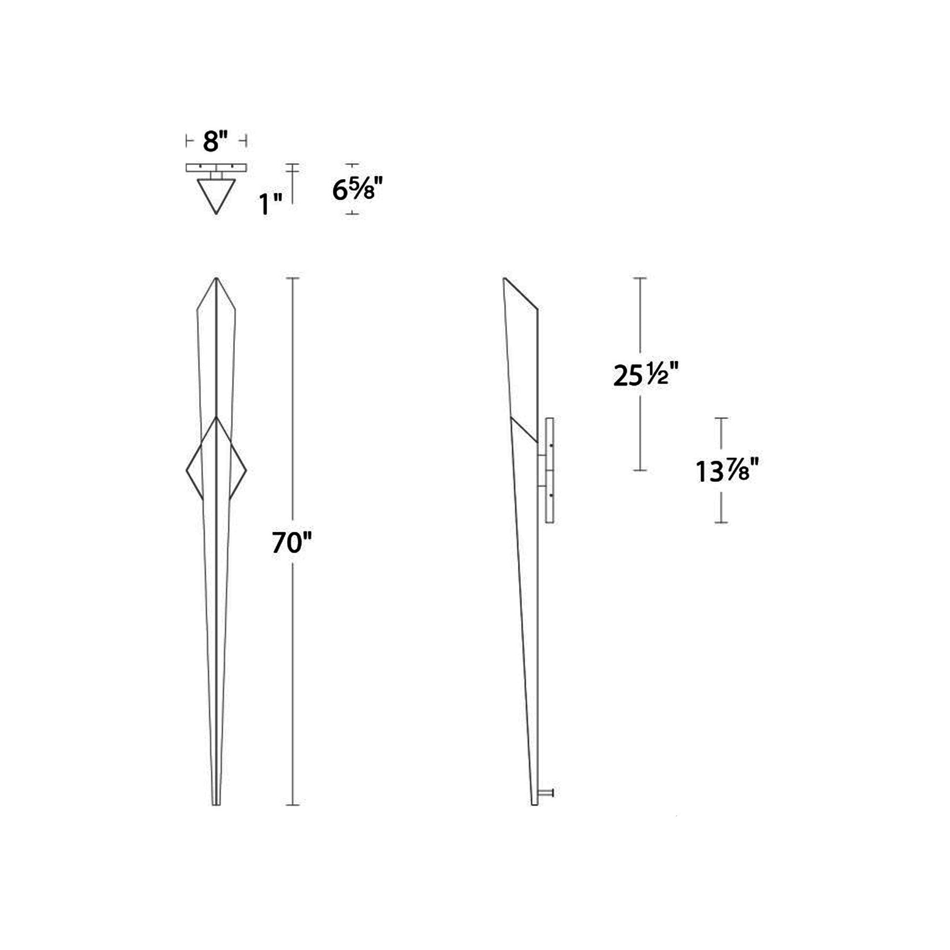 Solitude LED Wall Light - line drawing.