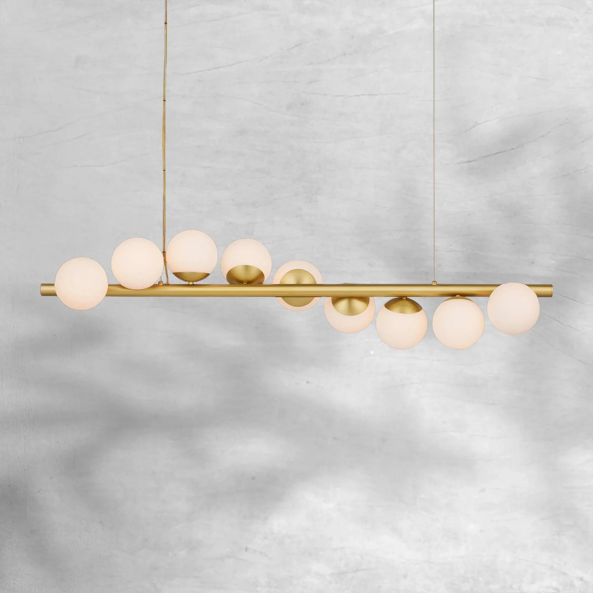 Kinney Linear Brushed Brass 9-Globe Modern Dimmable Chandelier-Fanci Lamps