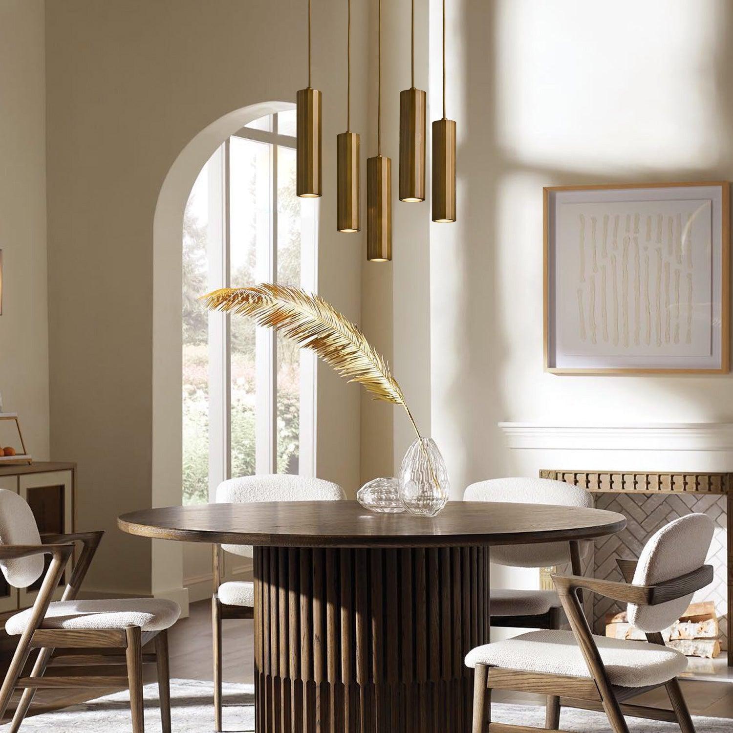 Matthie Brass Finish Steel & Glass Chandelier with Dimmable LEDs-Fanci Lamps
