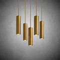 Matthie Brass Finish Steel & Glass Chandelier with Dimmable LEDs-Fanci Lamps