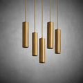 Matthie Brass Finish Steel & Glass Chandelier with Dimmable LEDs-Fanci Lamps
