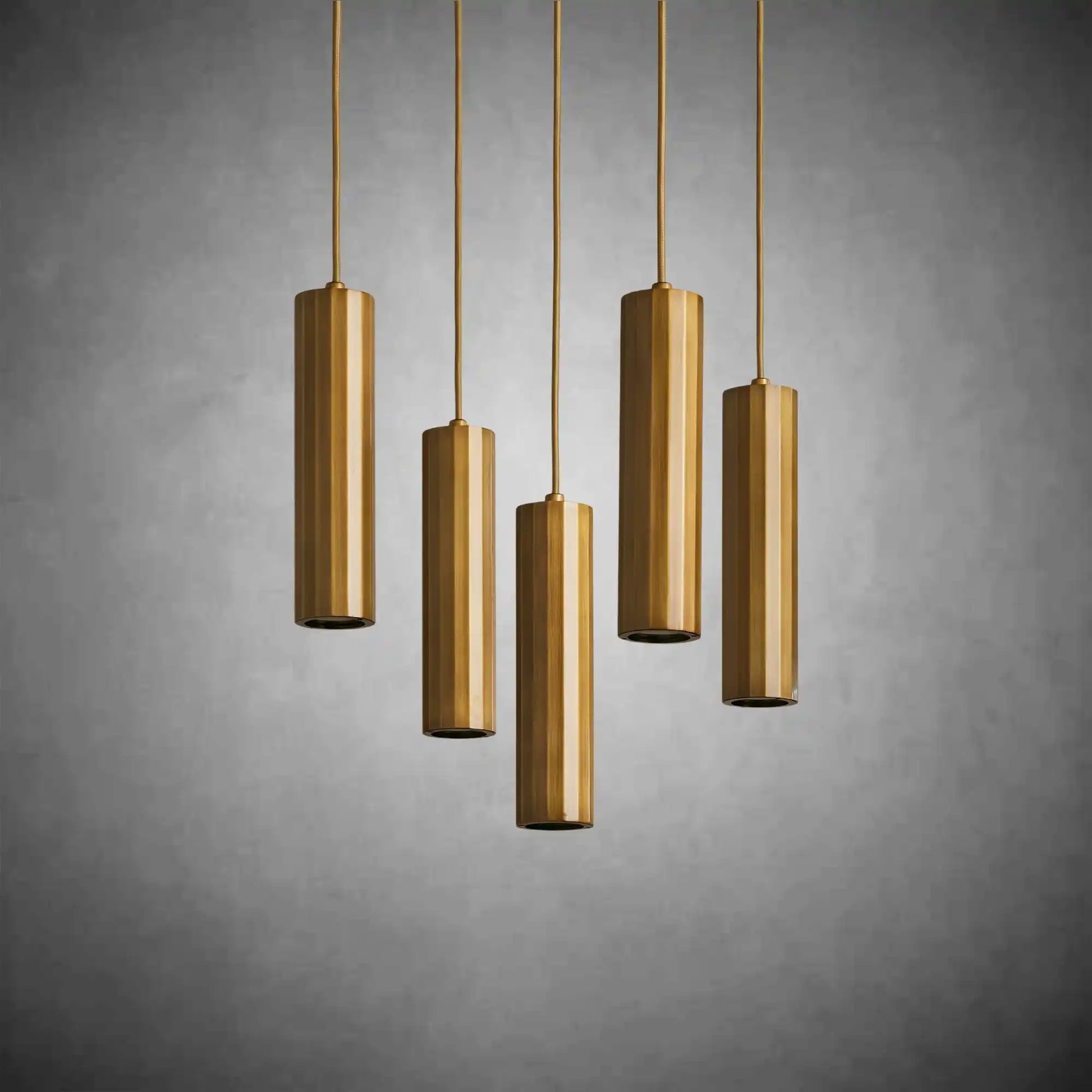 Matthie Brass Finish Steel & Glass Chandelier with Dimmable LEDs-Fanci Lamps