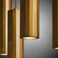 Matthie Brass Finish Steel & Glass Chandelier with Dimmable LEDs-Fanci Lamps