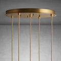 Matthie Brass Finish Steel & Glass Chandelier with Dimmable LEDs-Fanci Lamps