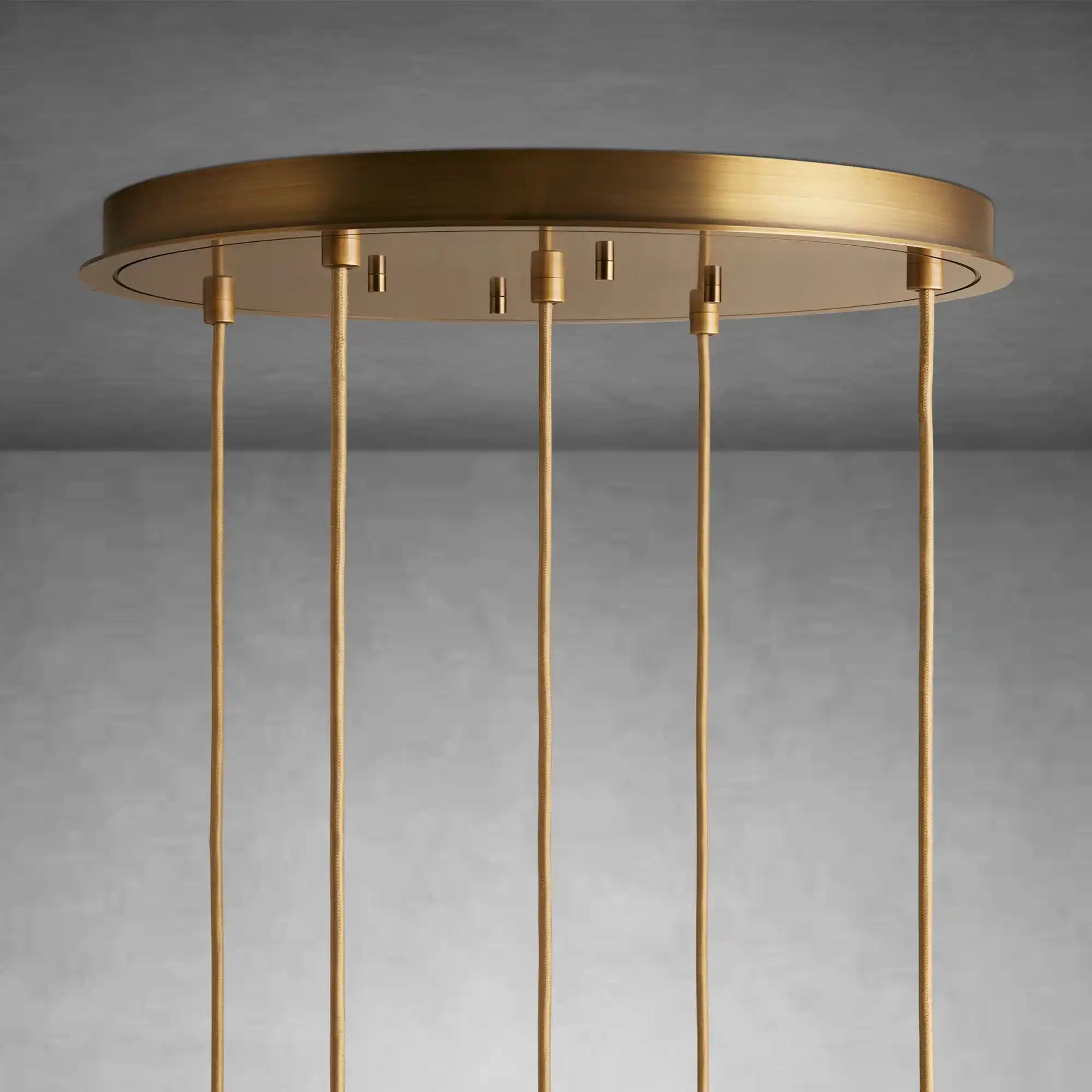 Matthie Brass Finish Steel & Glass Chandelier with Dimmable LEDs-Fanci Lamps