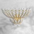 Morrigan Brass Arc Wall Sconce with White Glass Leaves-Fanci Lamps