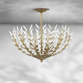 Morrigan Flushmount Brass & White Glass Ceiling Chandelier-Fanci Lamps