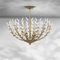 Morrigan Flushmount Brass & White Glass Ceiling Chandelier-Fanci Lamps