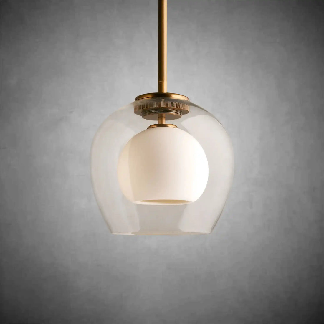 Romy Matte Porcelain Glass Dome Pendant Light with Brass Finish-Fanci Lamps