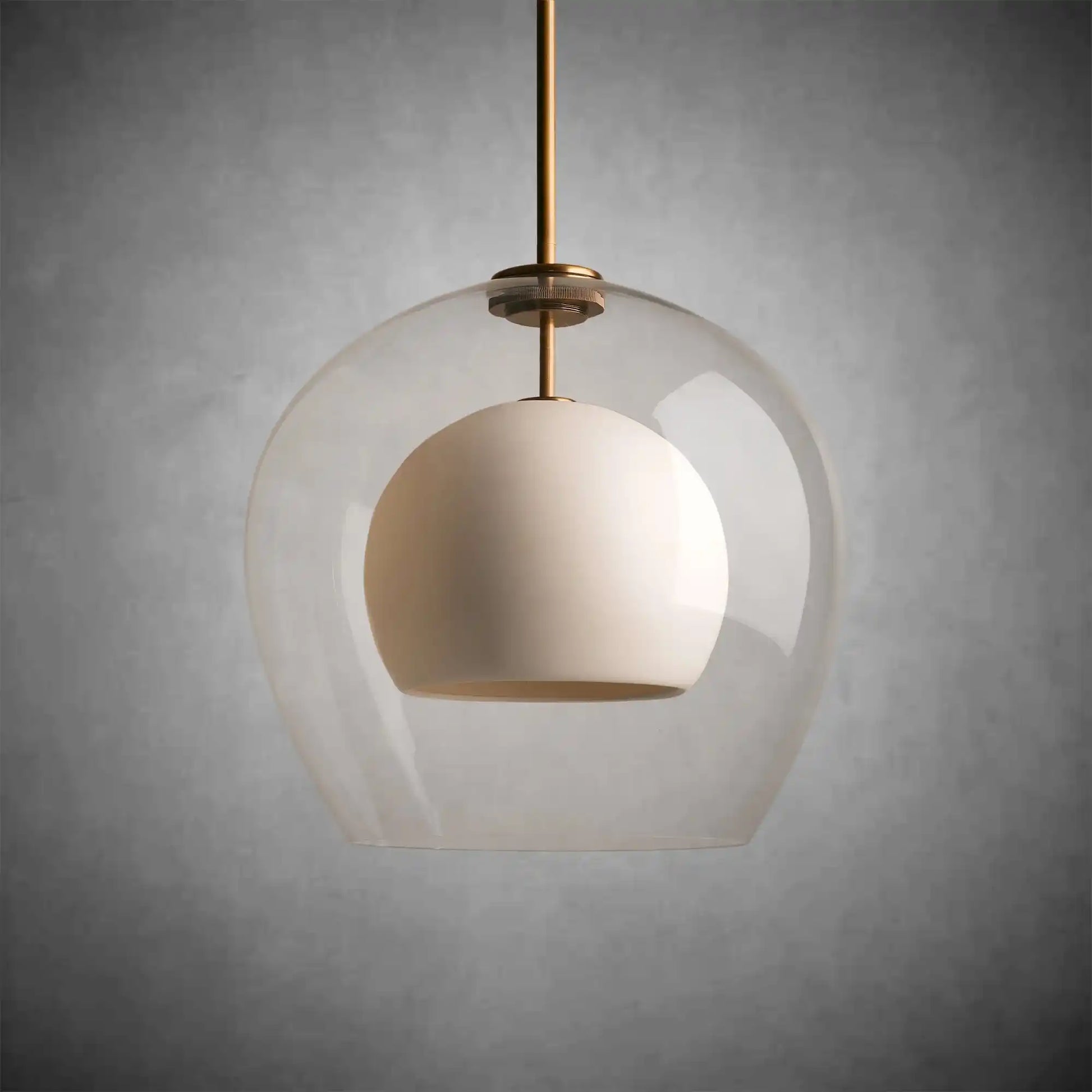 Romy Matte Porcelain Glass Dome Pendant Light with Brass Finish-Fanci Lamps