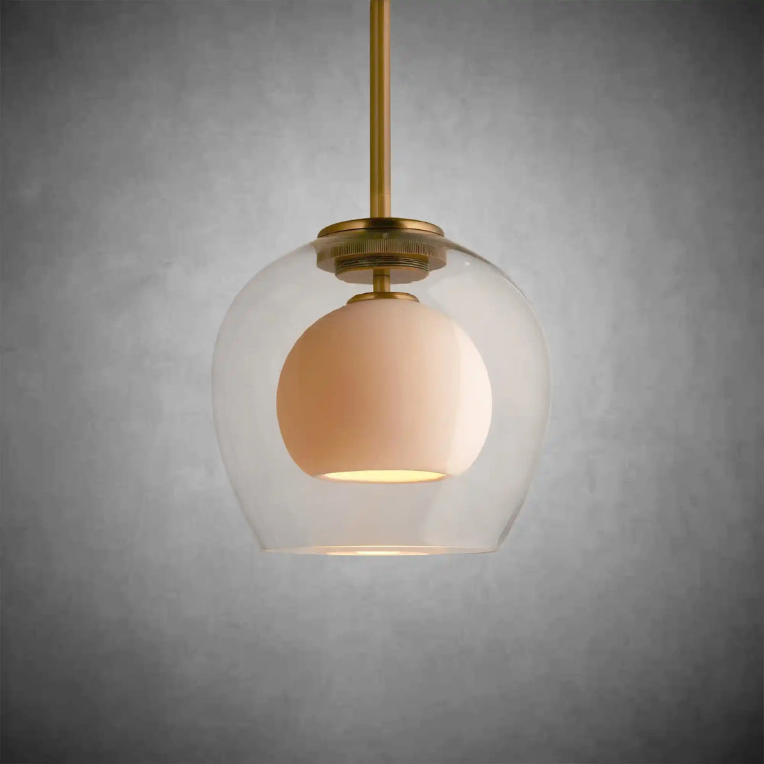 Romy Matte Porcelain Glass Dome Pendant Light with Brass Finish-Fanci Lamps