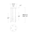 Solitude Round LED Multi Chandelier - line drawing.