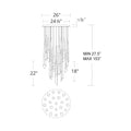 Solitude Round LED Multi Chandelier - line drawing.