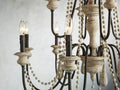Vivienne Rustic Iron Hand-Painted Wood Bead Chandelier Elegant Lighting-Fanci Lamps