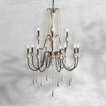 Vivienne Rustic Iron Hand-Painted Wood Bead Chandelier Elegant Lighting-Fanci Lamps